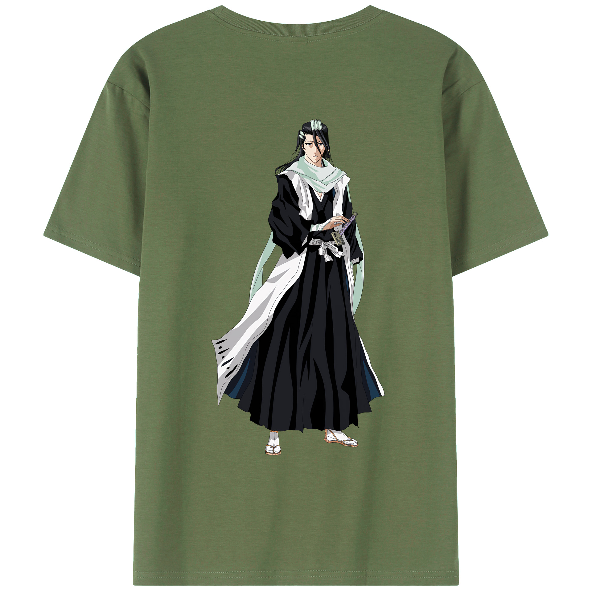 （画像用） ブリーチ くちき びゃくや BLEACH Kuchiki Byakuya 綿100％ メンズ半袖Tシャツ（バックプリント） 通気性